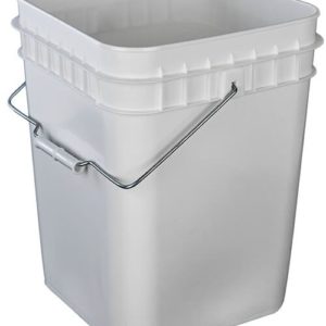 White 4 gallon square plastic pail